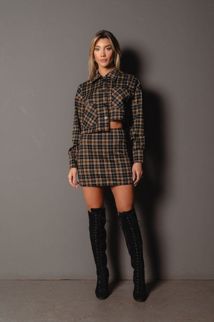 Conjunto Mini Saia Xadrez